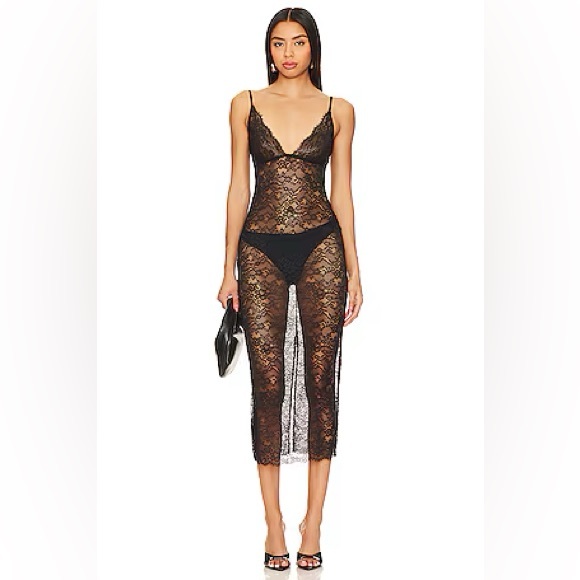 BNWT NBD Samara Midi Lace Dress in Black, Size Small - Picture 1 of 1